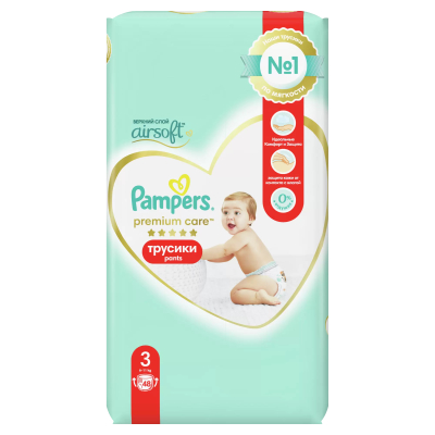 Изображение товара Подгузники-трусики Pampers Premium Care Pants 3 для детей весом 6-11 кг Изображение товара Подгузники-трусики Pampers Premium Care Pants 3 для детей весом 6-11 кг