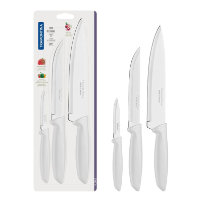 Изображение товара Набор ножей Tramontina Plenus белый 3 предмета Изображение товара Набор ножей Tramontina Plenus белый 3 предмета