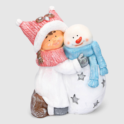 Изображение товара Декоративная новогодняя фигура Девочка со снеговичком 35х18х44 см
