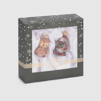 Изображение товара Набор ёлочных игрушек Snow and Stars сова и ворона 2 шт. стекло Польша