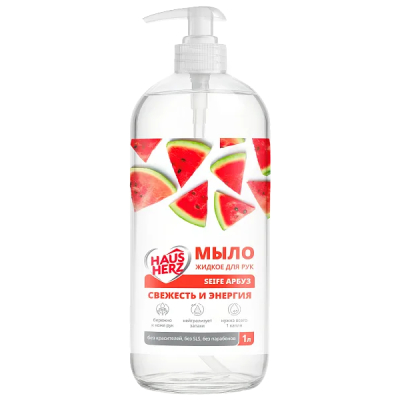 Изображение товара Жидкое мыло Haus Herz Seife Арбуз 1 л для ухода за руками Изображение товара Жидкое мыло Haus Herz Seife Арбуз 1 л для ухода за руками