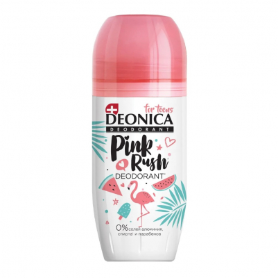 Изображение товара Дезодорант Deonica Pink Rush роликовый 50 мл без спирта для детей