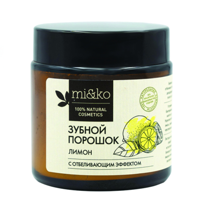Изображение товара Зубной порошок Mi&ko Лимон отбеливающий натуральный 50 г
