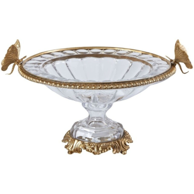 Изображение товара Декоративная чаша Glasar с бабочками 43х34х24 см из стекла и металла
