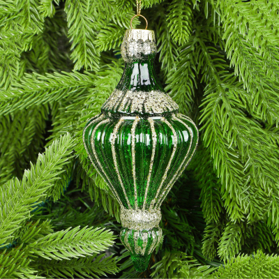 Изображение товара Украшение елочное сосулька зеленая стеклянная подвесная Yancheng Shiny
