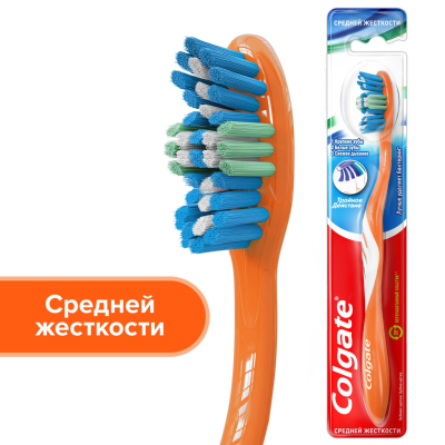 Изображение товара Зубная щетка Colgate Тройное действие средняя жесткость 1 шт Изображение товара Зубная щетка Colgate Тройное действие средняя жесткость 1 шт