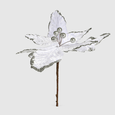 Изображение товара Декоративный цветок Ad trend бархатный серебристый 28x24 см новогодний декор