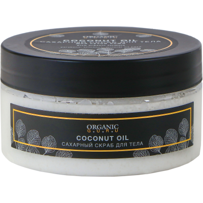 Изображение товара Сахарный скраб для тела Organic Guru coconut oil 200 мл натуральное уходовое средство Изображение товара Сахарный скраб для тела Organic Guru coconut oil 200 мл натуральное уходовое средство