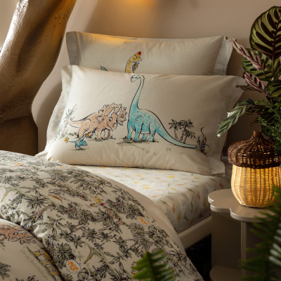 Изображение товара Простыня на резинке Togas Kids Динно бежево-зеленый 60x120+17 см