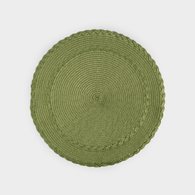 Изображение товара Салфетка Anna Lafarg под приборы, круглая, зелёная, Косы Изображение товара Салфетка Anna Lafarg под приборы, круглая, зелёная, Косы
