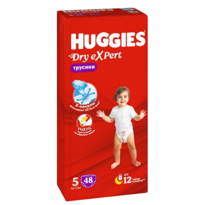 Изображение товара Трусики-подгузники Huggies Dry eXpert 5/XL, 48 шт, для детей 12-17 кг