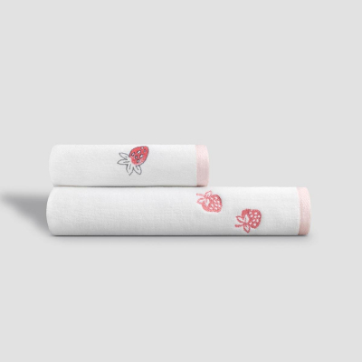 Изображение товара Набор полотенец Kids by Togas Стробби белый с розовым 50х70 и 70х130 см