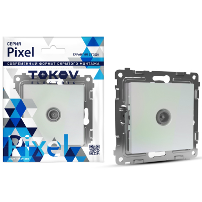 Изображение товара Розетка TV Tokov Electric Pixel проходная 4db перламутровая надежное подключение