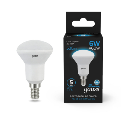 Изображение товара Лампа светодиодная Gauss R50 6Вт 530LM 6500K Е14