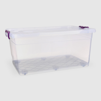 Изображение товара Прозрачный ящик для хранения Asude Plastik на колесах 60 л