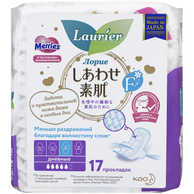 Изображение товара Женские дневные супертонкие гигиенические прокладки Laurier F с крылышками, 5 капель, размер L, 17 шт