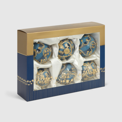 Изображение товара Набор елочных игрушек Marusya новогоднее каро 6 шт