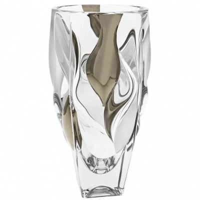Изображение товара Ваза Bohemia Jihlava Bamboo декор платина 30 см - элитный хрусталь для интерьера
