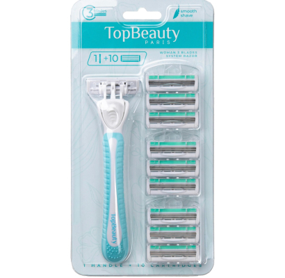 Изображение товара Женская бритва Topbeauty Paris Slim с 10 сменными кассетами и защитой кожи Изображение товара Женская бритва Topbeauty Paris Slim с 10 сменными кассетами и защитой кожи
