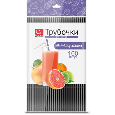 Изображение товара Гофрированные трубочки для напитков 21 см, 100 шт, черный, из полипропилена