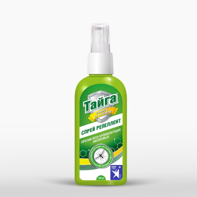Изображение товара Спрей репеллентный Тайга от комаров 100 мл для защиты кожи и одежды