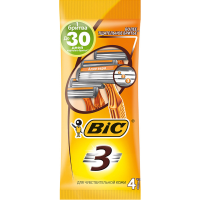 Изображение товара Одноразовые бритвы BIC Sensitive 3, 4 шт для чувствительной кожи