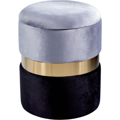 Изображение товара Пуф Glasar с крышкой чёрный с серым 36х36х45 см