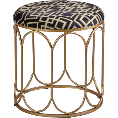 Изображение товара Стильный черный пуф Glasar с золотым каркасом 40х40х45 см для интерьера