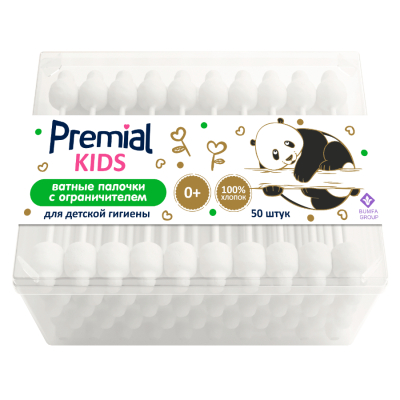 Изображение товара Детские ватные палочки с ограничителем Premial 50 шт гипоаллергенные безопасные Изображение товара Детские ватные палочки с ограничителем Premial 50 шт гипоаллергенные безопасные