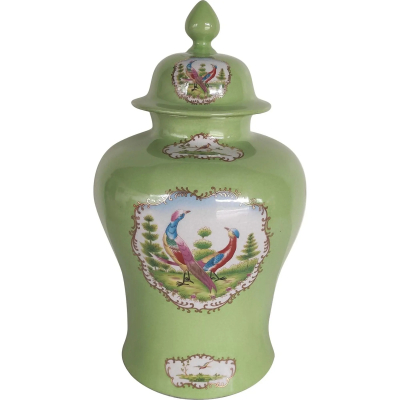 Изображение товара Ваза Glasar с крышкой зеленая 23x23x41 см