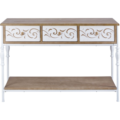 Изображение товара Консоль Glasar с 3 ящиками и полкой, классический дизайн, 120х40х80 см Изображение товара Консоль Glasar с 3 ящиками и полкой, классический дизайн, 120х40х80 см