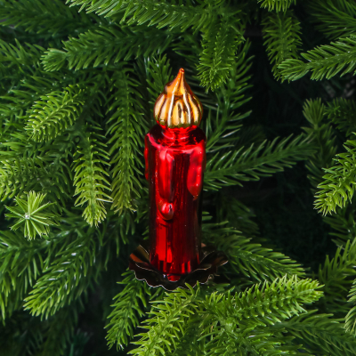 Изображение товара Стеклянная свеча на клипсе Yancheng Shiny 4х4х12 см елочные украшения