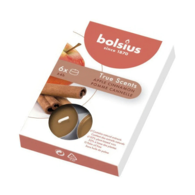 Изображение товара Ароматические свечи Bolsius чайные яблоко-корица 6 шт продолжительное горение
