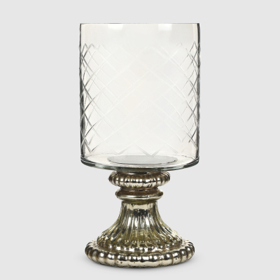 Изображение товара Стеклянный подсвечник Mercury Deco 12.5х25.5 см прозрачный и золотистый