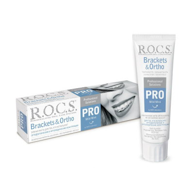 Изображение товара Зубная паста Rocs PRO Brackets & Ortho для брекетов 135 г эффективное очищение Изображение товара Зубная паста Rocs PRO Brackets & Ortho для брекетов 135 г эффективное очищение