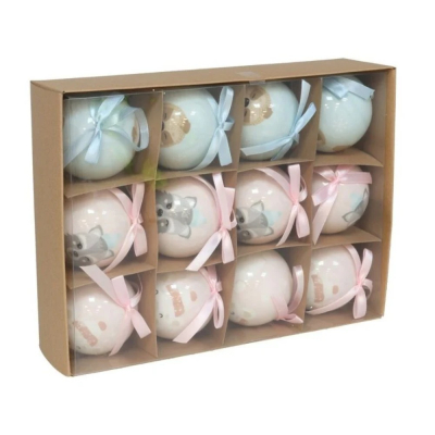 Изображение товара Набор елочных шаров Gerimport Ny 12шт розовый/голубой