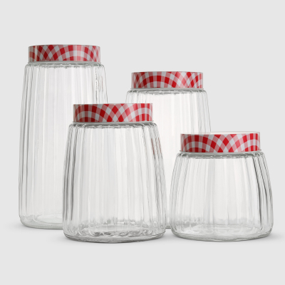 Изображение товара Набор банок Qingdao 4 шт 2,2/1,8/1,35/0,95 л клетка