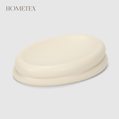 Изображение товара Мыльница Hometex Круги белая из полирезина 12.8х8.8х2.8 см