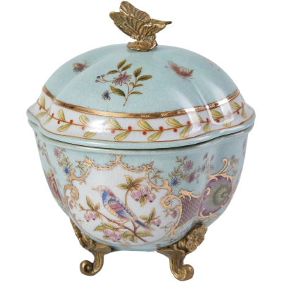 Изображение товара Шкатулка Glasar 14х14х17 см с фарфором и бронзой lg3042k