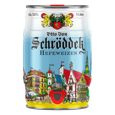 Изображение товара Пиво Светлое Нефильтрованное "Otto Von Schrodder" Hefeweizen в мини кеге, 5л 