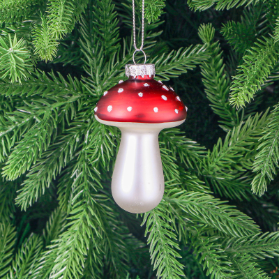 Изображение товара Игрушка ёлочная Yancheng Shiny стеклянная гриб 5.5х5.5х9 см