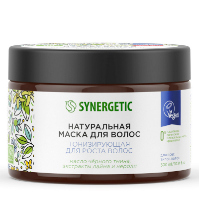 Изображение товара Натуральная тонизирующая маска для роста волос Synergetic 300 мл