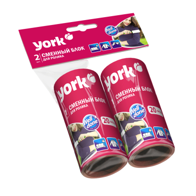 Изображение товара Сменный блок York для ролика-щётки 20 листов, 2 шт универсально подходит Изображение товара Сменный блок York для ролика-щётки 20 листов, 2 шт универсально подходит