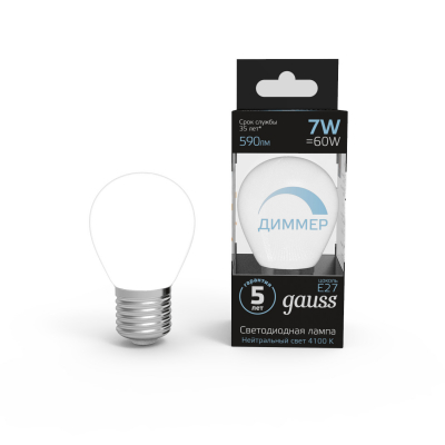 Изображение товара LED лампа Gauss Black E27 7W 590lm 4100K диммируемая