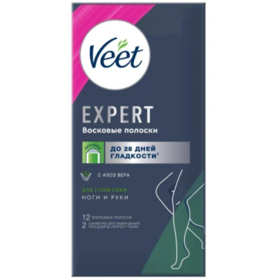 Изображение товара Восковые полоски Veet Expert для сухой кожи, 12 шт. Изображение товара Восковые полоски Veet Expert для сухой кожи, 12 шт.