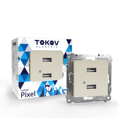 Изображение товара Розетка USB Tokov Electric Pixel 2-м 5В без цвета Изображение товара Розетка USB Tokov Electric Pixel 2-м 5В без цвета