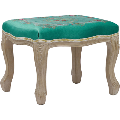 Изображение товара Банкетка Glasar Венеция бирюзовая, мягкая велюровая, деревянный каркас, 56х46х40 см