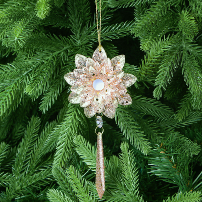 Изображение товара Елочная игрушка из акрила с цветком золотистого цвета 14 см Christmas Wonderlan