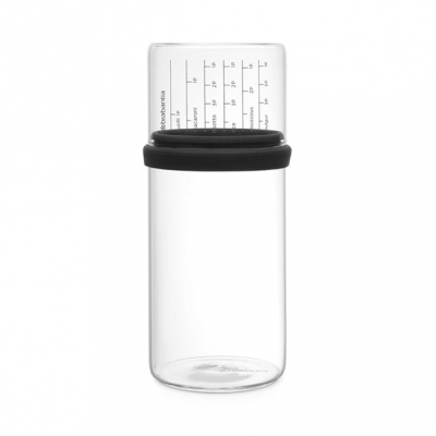 Изображение товара Стеклянная банка Brabantia с мерным стаканом серая 1 л 