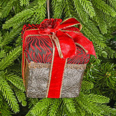 Изображение товара Декор на ёлку James arts подарок золотистый 10,5х10,5х12 см